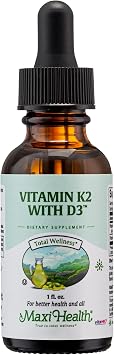 Maxi Health Liquid Vitamin D3 with K2 Drops for Long-Term Health - Vitamin K2 D3 Vitamin Supplement - D3 K2 Vitamin K and Vitamin D Supplement with Vitamin K2 MK-7 and VIT D, 1 fl oz