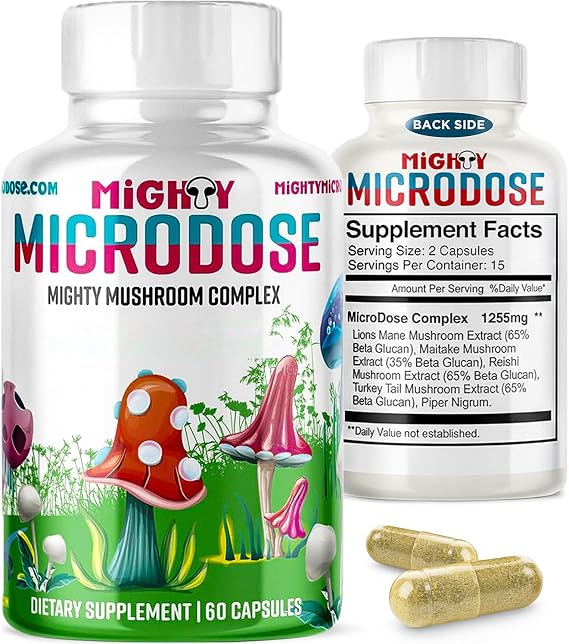 5 Mushroom Supplement Complex Lion's Mane Reishi Turkey Tail 60 Capsules | Functional Wellness Blend, High Beta Glucan Formula, Plant Based Ingredients, Daily Nutrition Focus Support, Maitake Included