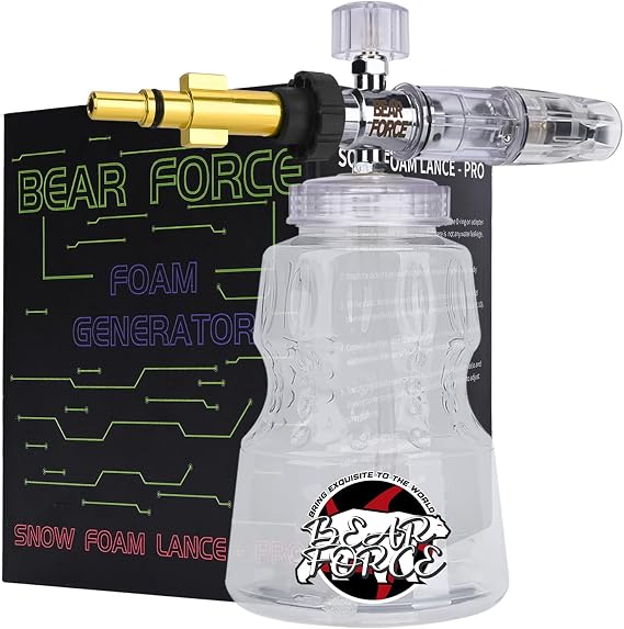 BEAR FORCE Pressure Washer Aluminium Foam CannonSnow Foam Lance Car Wash Foam Lance Pot, AdjustableNozzle for Lavor, for Michelin, for Mac Allister, for Cecotec,for Black & Decker, for Bosch AQT