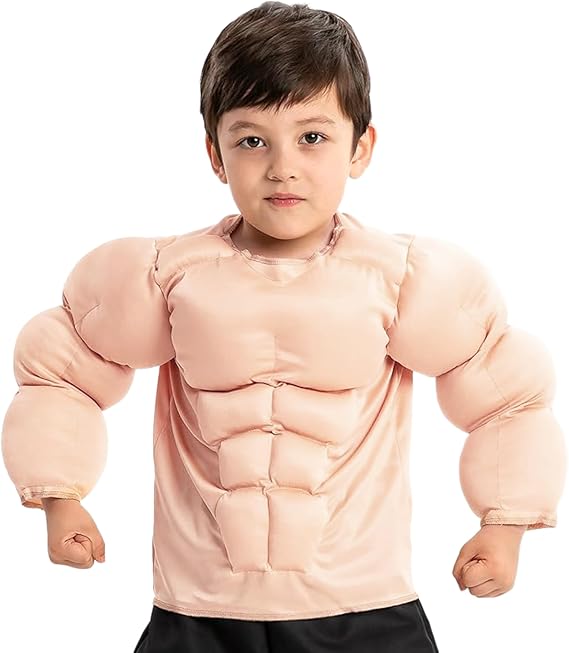 Spooktacular Creations Halloween Muscle Shirt Costume Kids, Body Builder Costume Kids Boys Suit for Halloween Dressup Party