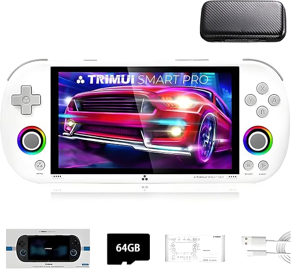 TRIMUI SMART PRO Handheld Game Console 64G SD Card with 12000+Games, Linux System A133P Processor 5-Inch Screen Retro Video Gaming Console Boy Girls Adult Gifts - with Carry Case