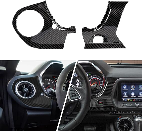 Carbon Fiber Center Console Dashboard Panel Cover Trim Kit Fit for 2016-2023 Chevrolet Chevy Camaro