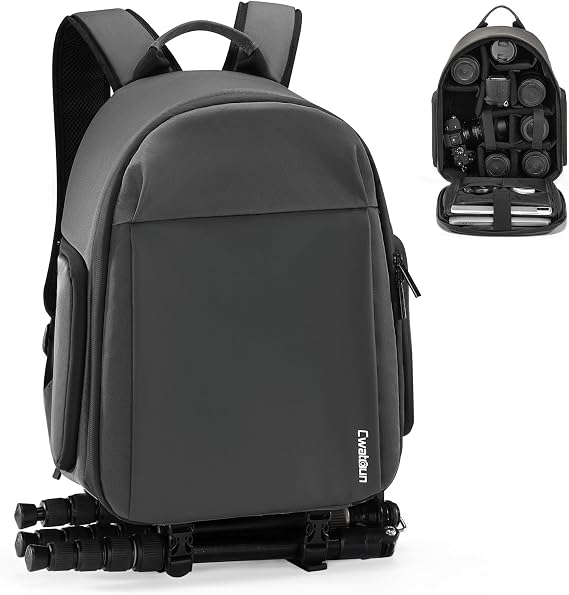 Cwatcun Camera Bag Backpack for Travel Photography Bag with Tripod Holder