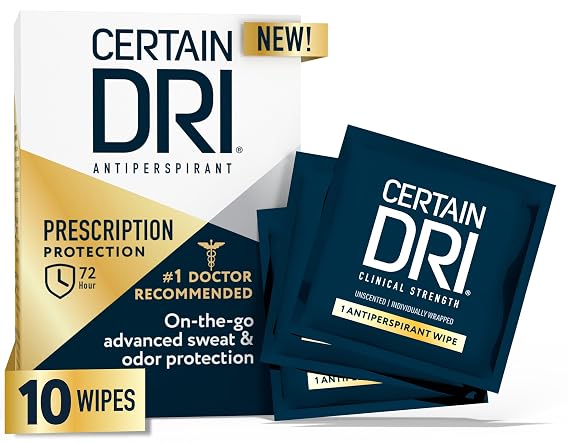Certain Dri Antiperspirant Wipes for Excessive Sweating, 10 Count