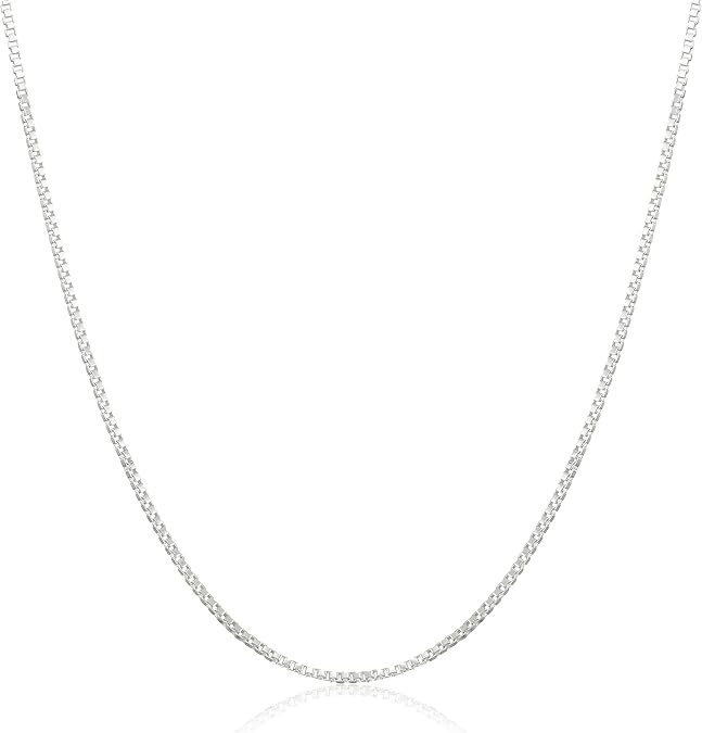 DSS 925 Sterling Silver Italian Silver Diamond Cut Box Necklace Chain for Women & Men, Luxury Chain with Upgraded Lobster Clasp, Hypoallergenic - Made in Italy