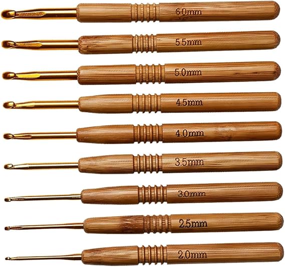 Bamboo Crochet Hook Set Lightweight Ergonomic Warm Handles for Crafters | Smooth polished tips prevent yarn snagging, compatible with various yarns, ideal gift for knitting and craft lovers