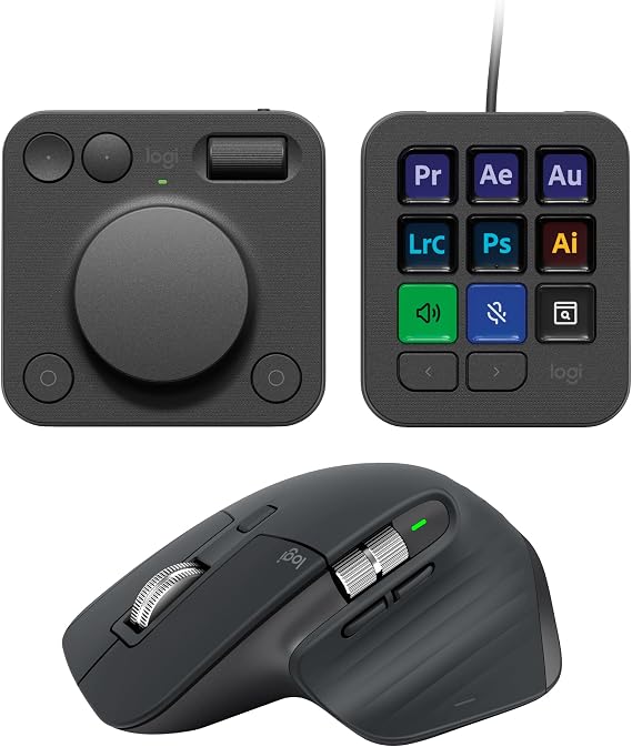 Logitech MX Master 3S & Creative Console Bundle: Precision Mouse, Programmable Keys, Control Dial, for Graphic Design, Video Editing, Adobe, Zoom - Graphite