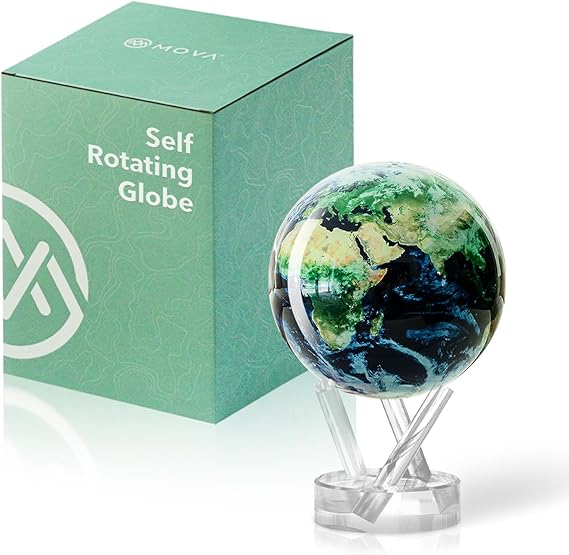 MOVA Globe - Earth with Clouds Classic (4.5") | Self-Rotating Globe Powered by Light | Silent Motion, No Batteries or Wires | Unique Desk Decor or Gift for Space Lovers
