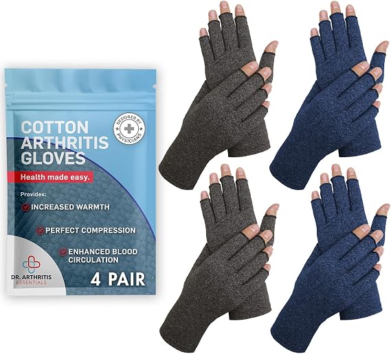 Doctor Developed Compression Gloves for Women and Men, Open-Finger Arthritis Gloves