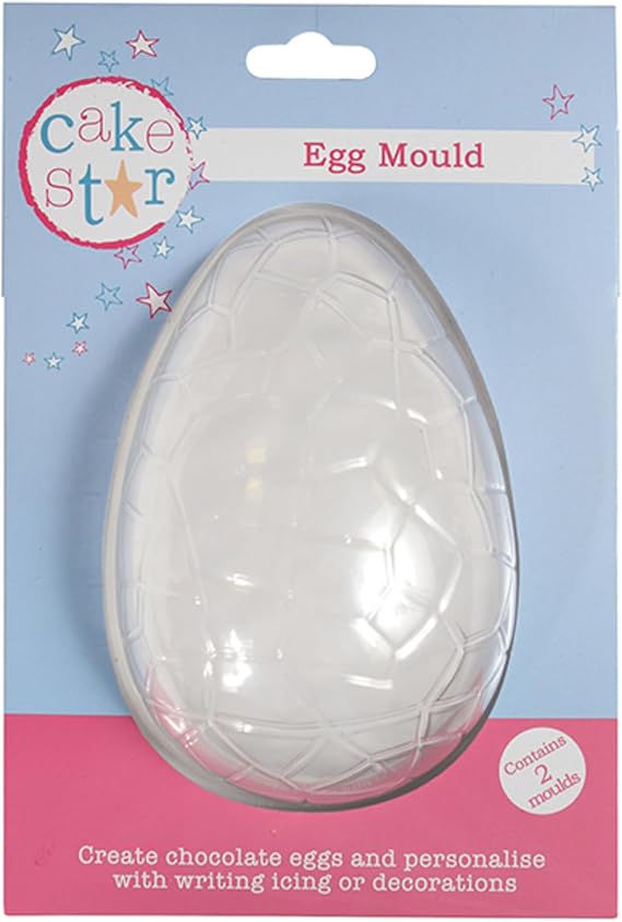 Cake Star Easter Egg Mould, 2 Part Textured Chocolate Making Mold, Create Your Own Easter Eggs - Large, 140 mm x 93 mm 84833 Transparent