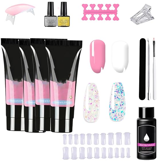 Press on Nails Kit with U V Light,Nails Kit,Gel Nail Kits for Beginners Home DIY and Salon Use,Para Hacer Unas De Gel En Casa (A)