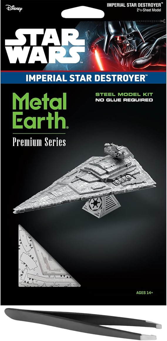 Fascinations Metal Earth Premium Series Star Wars Imperial Star Destroyer 3D Metal Model Kit Bundle with Tweezers