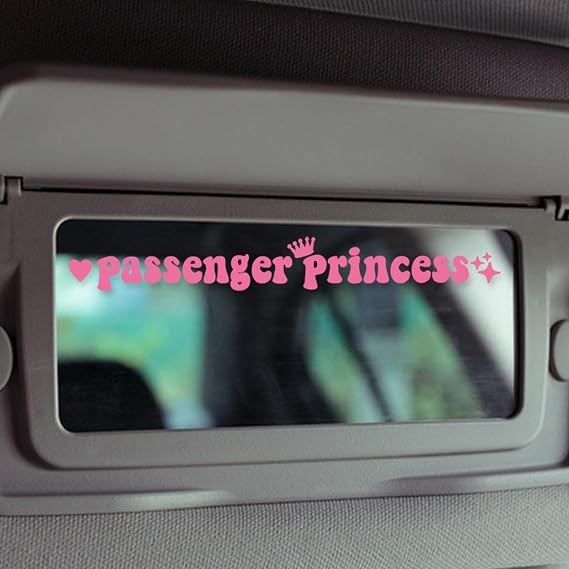 Funny Car Stickers Decal Passenger Princess Sticker for Rearview Mirror Window JDM Truck Car Accessories Vinyl Letter Decals for Men Women Girls Cute Queen (Pink)