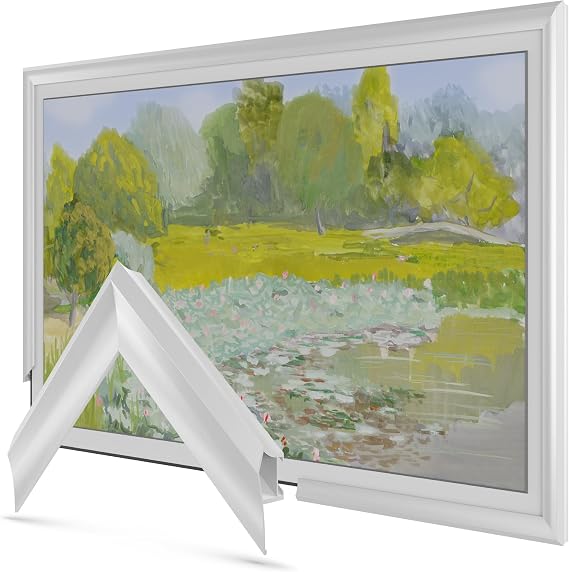 Pure White Prismatic 65" Deco TV Frame for Samsung The Frame/Pro TVs