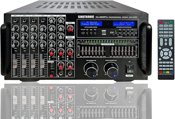 SINGTRONIC KA-4000Pro Professional DJ/KJ Digital Console 4000W DSP Mixing Amplifier Karaoke, HDMI Function, Recording Function, Equilizer Function, Bluetooth Function Send/Receive from Smart Devices