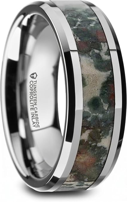 Thorsten Cretaceous Tungsten Carbide Beveled Men's Wedding Band 8mm