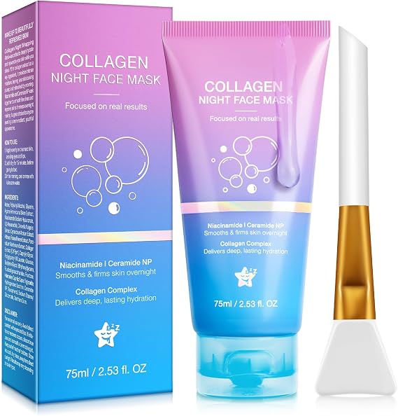 Collagen Night Wrapping Mask,Overnight Sleeping Mask for Delivers Deep, Lasting Hydration,Peel Off Face Masks,Korean Skincare (75ml)