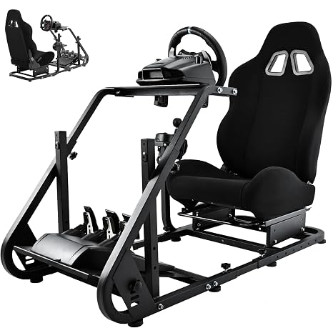Dardoo Racing Simulator Cockpit with Seat Fit for Logitech G25 G27 G923 | for Thrustmaster T150, for Fanatec, Steering Wheel Cockpit, Not Include Wheel, Pedal and Shifter
