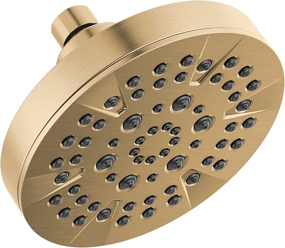 Delta 5-Setting Champagne Bronze Shower Head with High Pressure Spray, 6 Inch Round Shower Head, Showerheads, 1.75 GPM Flow Rate, Champagne Bronze 52535-CZ