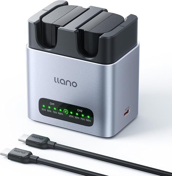 llano 2 Pack 2400mAH LP-E6NH Battery & 20W Fast Charger Set Dual Slot for Canon Camera EOS R5/R6/R7 Mark II, 5D/6D/7D Mark II/III/IV, 60D/70D/80D/90D,USB-C,LED,Durable CNC Aluminum