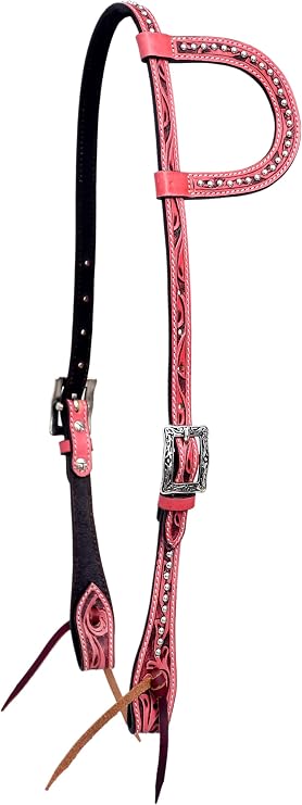 BLACK HOOF Pink & Turquoise Spur Straps,Slip Ear Headstall,Browband Headstall and Breastcollar with Silver Spots