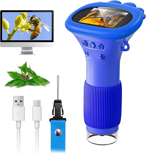 Microscope for Kids, SKYBASIC 2" IPS Screen 1000X Handheld Digital Microscopes HD Pocket Portable Mini USB Microscope Camera, PC Compatible, Science Edu Fun Birthday Gifts Toys for Children Students