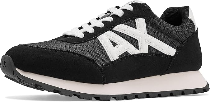 Armani Exchange Men's Drop Sneaker, Black/Off White, 10