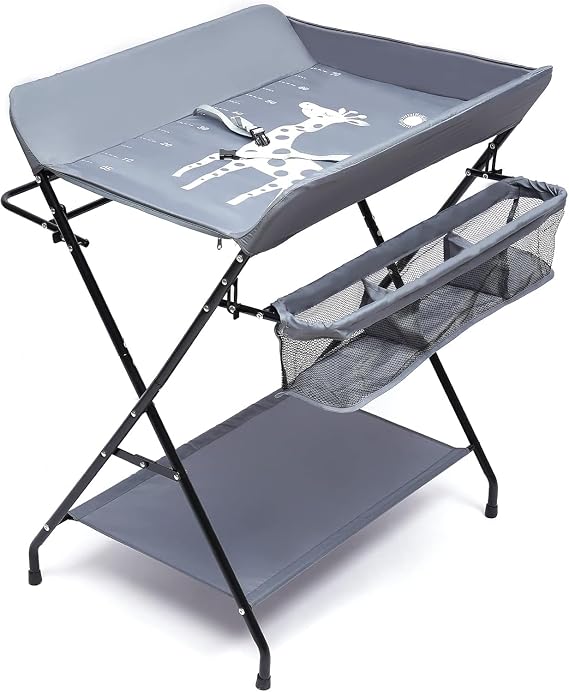 Baby Changing Table, Baby Changing Unit with Storage, Portable Folding Adjustable Changing Tables, Infant Care Station, Diaper Organizer Station Table for Changing Clothes and Diapers