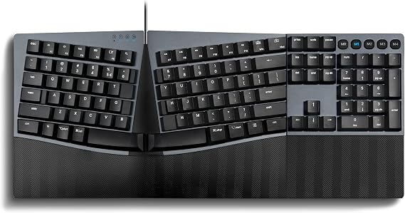 Perixx PERIBOARD-535BR Wired Ergonomic Mechanical Split Keyboard - Low-Profile Brown Tactile Switches - Programmable Feature with Macro Keys - Compatible with Windows and Mac OS X - US English, Black
