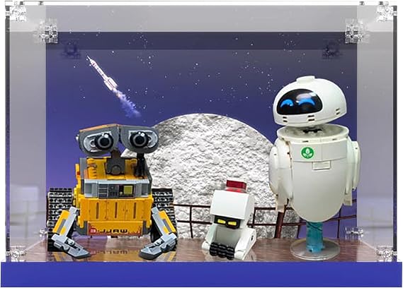 Acrylic Display Case for Lego 43279 Wall-E and Eva Robot Building Set, Dustproof Display Box, Transparent Box, Display Box Compatible with Lego 43279 (Only Case, No Model) (Background 3MM B)