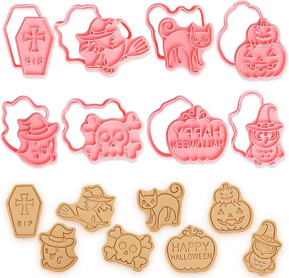 8-piece Halloween cookie cutter set, bread cutter set children, cartoon plastic cookie cutter, pumpkin cookie cutters, cookie cutters for children, bread cutters for children