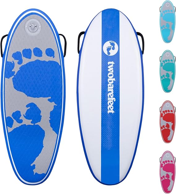 Two Bare Feet 44" Inflatable Bodyboard – Lightweight & Portable Boogie Board with EVA Deck – for Adults & Kids, Perfect for Wave Riding & Beach Fun