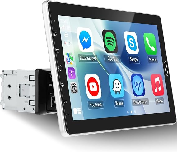 10.1 inch Single Din Touchscreen Car Stereo 10 inch Screen 1 Din Radio | with CarPlay and Android Auto/Mirror Link/EQ Audio/1080P/SWC/Bluetooth +Backup Camera