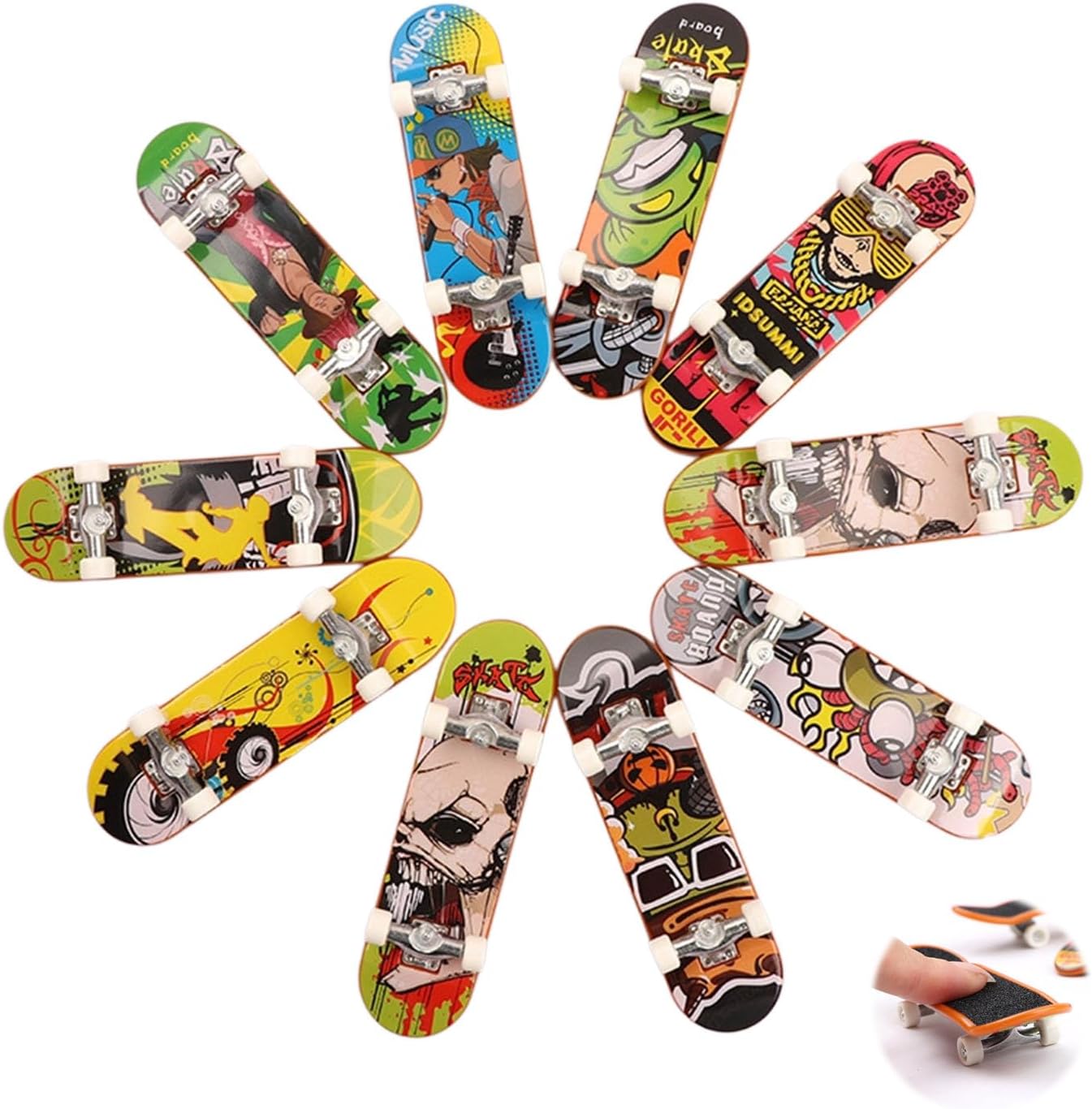 Pro Fingerboard,Mini Skateboards for Kids Finger,6-Piece Fingerboard Set - Random Color Plastic Mini Finger Skateboards for Finger Tricks, Fidget Play and Party Favors for Kids