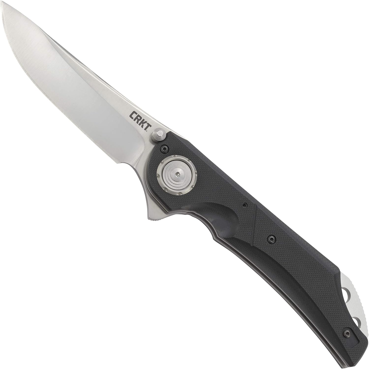 CRKT Seismic EDC Folding Pocket Knife: Heavy Duty Everyday Carry, Satin Blade, Flipper Open, Deadbolt Button Lock, IKBS Ball Bearing Pivot, G10 Handle, Deep Carry Pocket Clip 5401