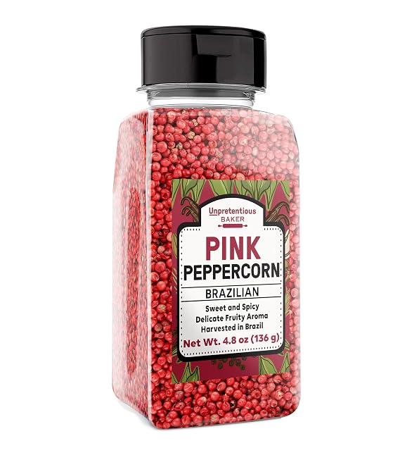 Unpretentious Whole Pink Peppercorns (4.8 Ounce), From Brazilian Pepper Trees, Fruity & Spicy Taste