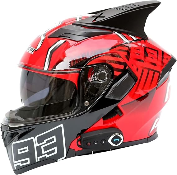 Bluetooth Flip Up Front Motorcycle Helmet Integrated Motorbike Helmet, Modular Full Face Helmet for Automatic Answering ECE Certification