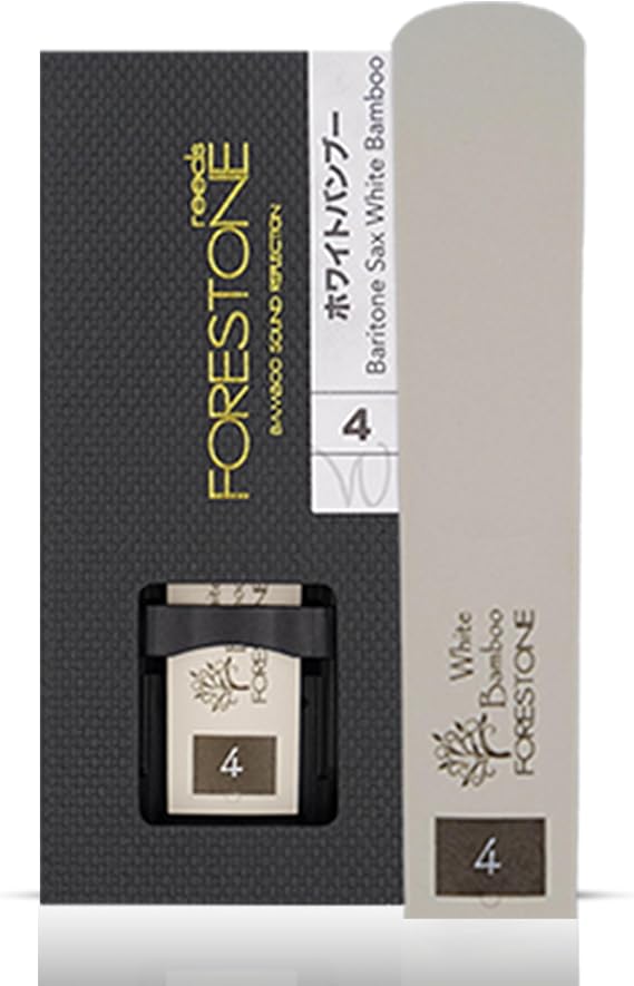 Forestone Traditional Synthetic Baritone Saxophone Reed - French Filed Cut with Calcium Enriched Bamboo Fibers - Flexible and Balanced Sound Profile - Long-Lasting - Made in Japan - White 4