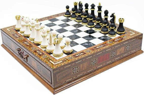 Handgefertigtes Luxus-Schach-Set mit Aufbewahrung handgefertigtes dekoratives Schachset benutzerdefiniertes Premium-Schachbrett modernes Schachset