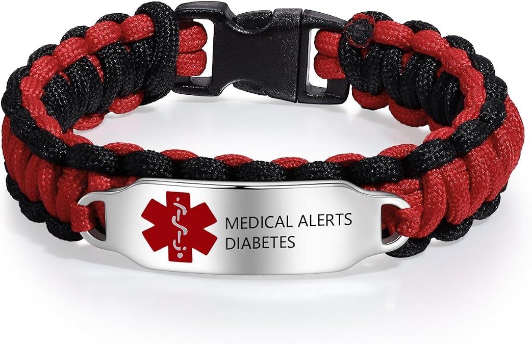 Custom Medical Alert Bracelets Medical ID Bracelets for Women Stainless Steel Nylon Medic Alert Bracelets