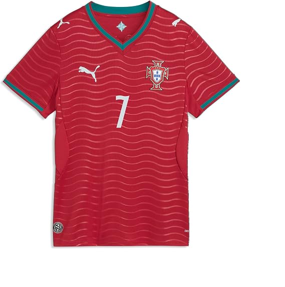 PUMA Womens Ronaldo Crew Neck Short Sleeve Home Jersey Replica Casual - Red