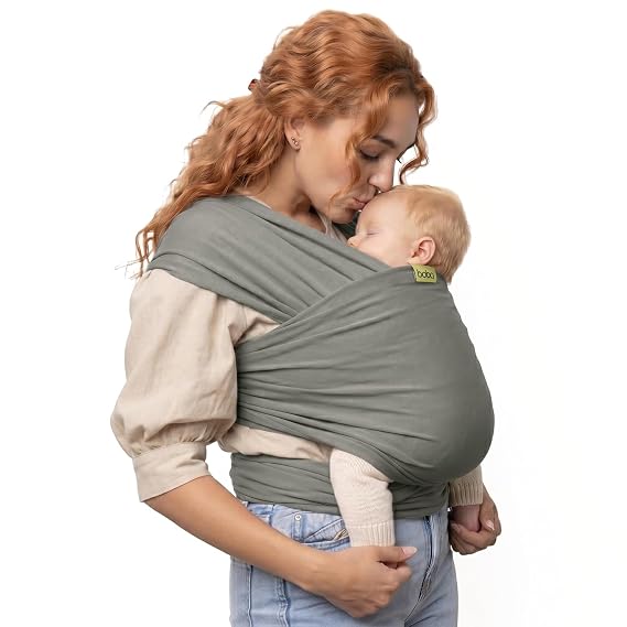 Boba Baby Wrap Carrier - Stretch Cotton Newborn Sling, Grey