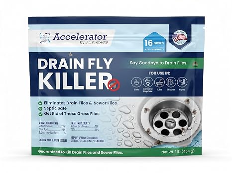 Dr. Pooper Drain Fly Killer Powder Drains, Sinks & Showers, Septic Safe