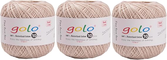 golo 3 Balls Crochet Thread Size 10 Crochet Yarn for Hand Knitting 111