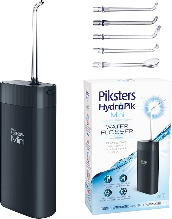 Piksters Hydropik Mini Black Water Flosser -Braces Care, Travel Size
