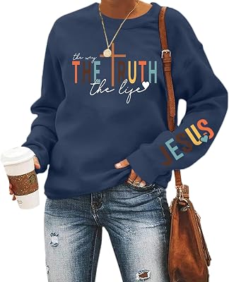 Tuislay Christian Sweatshirt Womens Jesus God Pullover Bible Verse Crewneck Sweatshirts Religious Cross Graphic Shirts