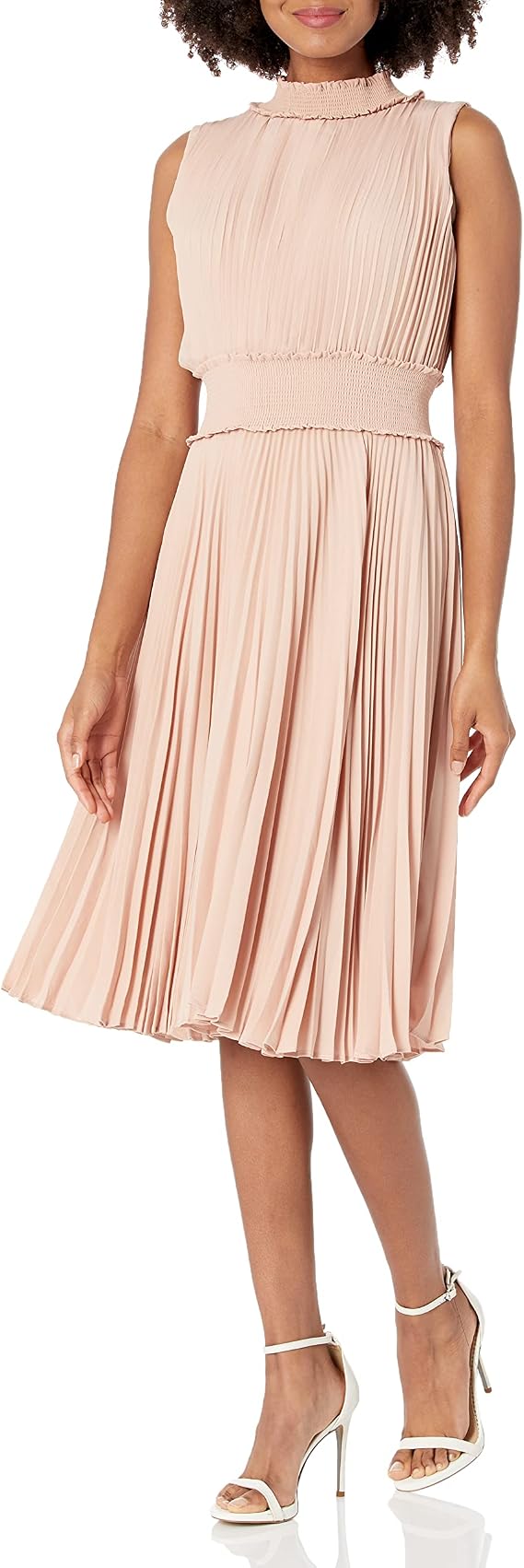 Nanette Nanette Lepore Womens Women's Smocked High Neck Pleated DressDress