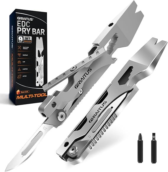 Multitool Pry Bar Wrench Tool Flat/Phillips Screwdriver, EDC Gifts for Men