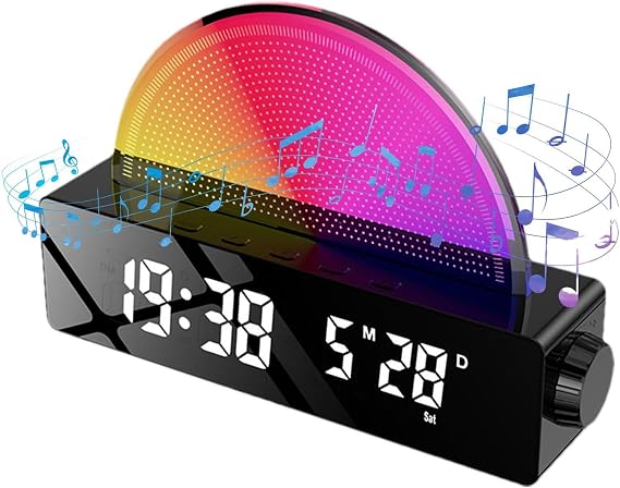 Kids Alarm Clock Sunrise Sunrise Simulation Multi-Color Light | Speaker Rouse Light Alarm Clock for Heavy Sleepers