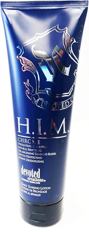 DEVOTED CREATIONS H.I.M Chrome Natural Bronzer For Men Tanning Lotion 8.5 oz